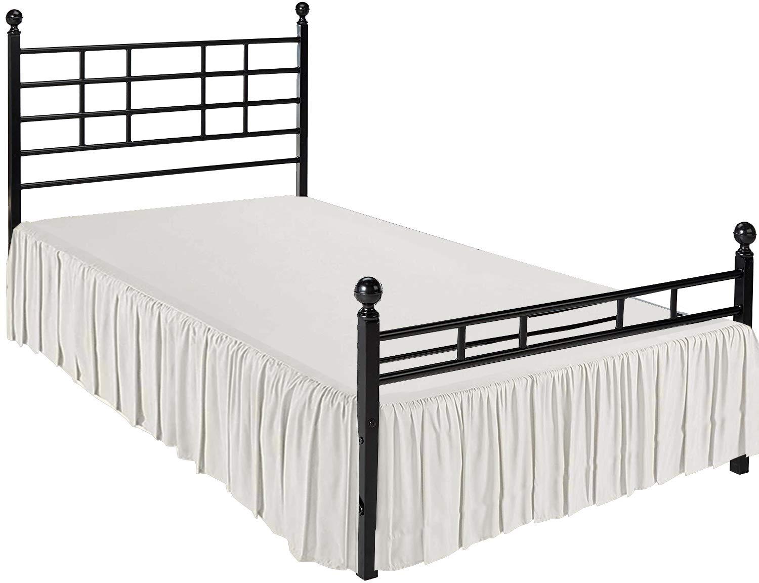 Exotic Linen Ruffled Bed Skirt Split Corners Ultrasoft Poly Cotton/Microfiber Upto 24\" Drop Expertise Tailored Fit Wrinkle Free Bed Skirt Dust Ruffle (Full XL-Ivory)(Available in All Bed Sizes and 10 Colors)