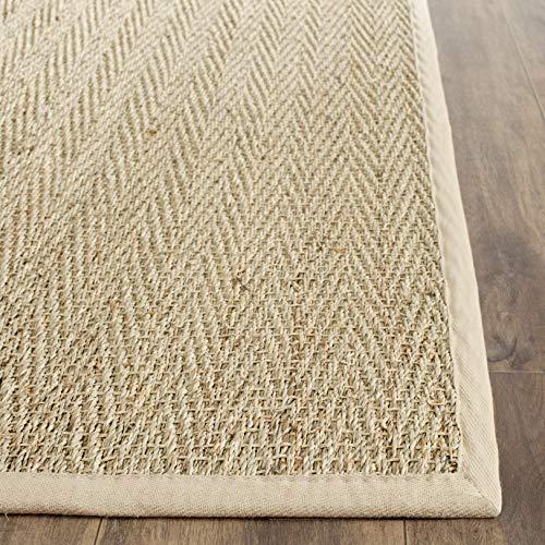 Safavieh SAFAVIEH Natural Fiber Collection Runner Rug - 2\'6\" x 8\', Natural & Beige, Border Herringbone Seagrass Design, Easy Care, Ideal for High Traffic Areas in Living Room, Bedroom (NF115A)