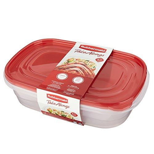 Rubbermaid Rubbermaid TakeAlongs Large Rectangular Food Storage Containers, 1 Gallon, Tint Chili, 2 Count