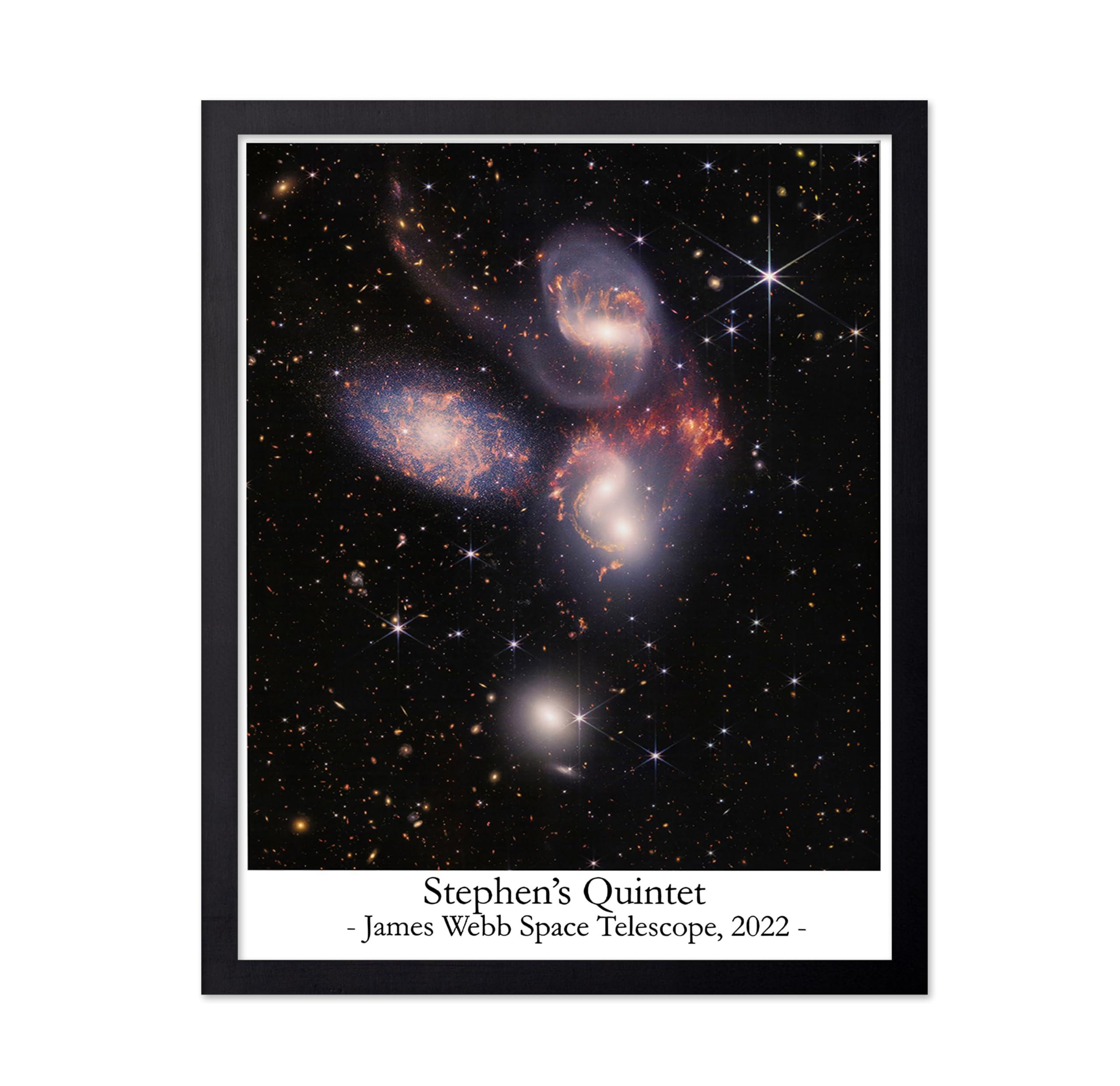 Poster Master Poster Master Stephen\'s Quintet Poster - James Webb Space Telescope Print - Space & NASA Art - Gift for Astronomers, Outer Space Enthusiasts - Decor for Home, Office, Bedroom, 11x14 Black Framed