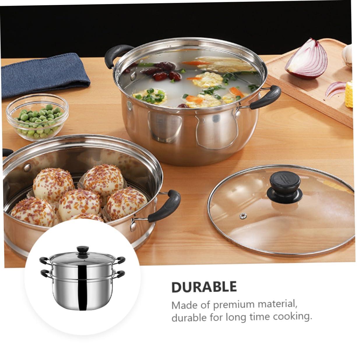 Zerodeko Zerodeko Kitchen Steam Pot Lightweight Compact Stainless Steel Stock Pot for Soup Steaming