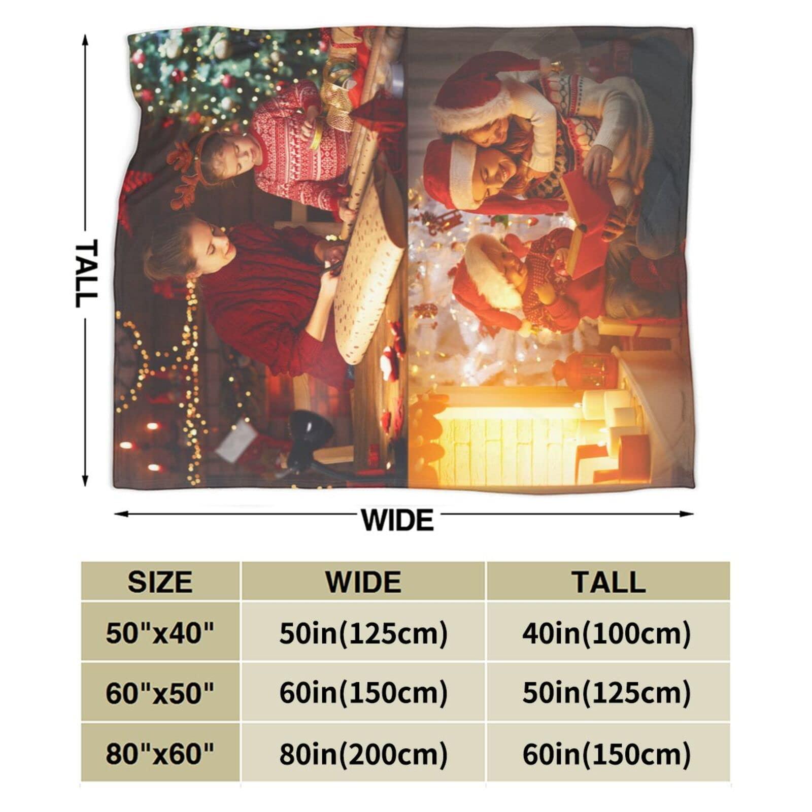 JCETUNO JCETUNO Custom Blanket with Photo Text Personalized Throw Blankets Customized Flannel Fleece Blankets for Family Birthday Wedding Gift Fits Couch Sofa Bedroom Living Room, W50 xL70