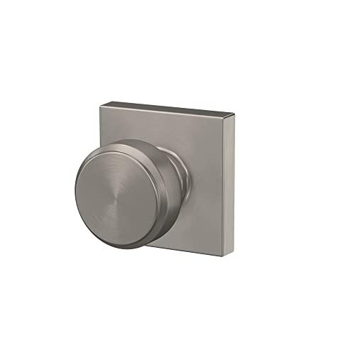 SCHLAGE Schlage F10 BWE 619 COL Bowery Door Knob with Collins Trim, Hall & Closet Passage Lock, Satin Nickel