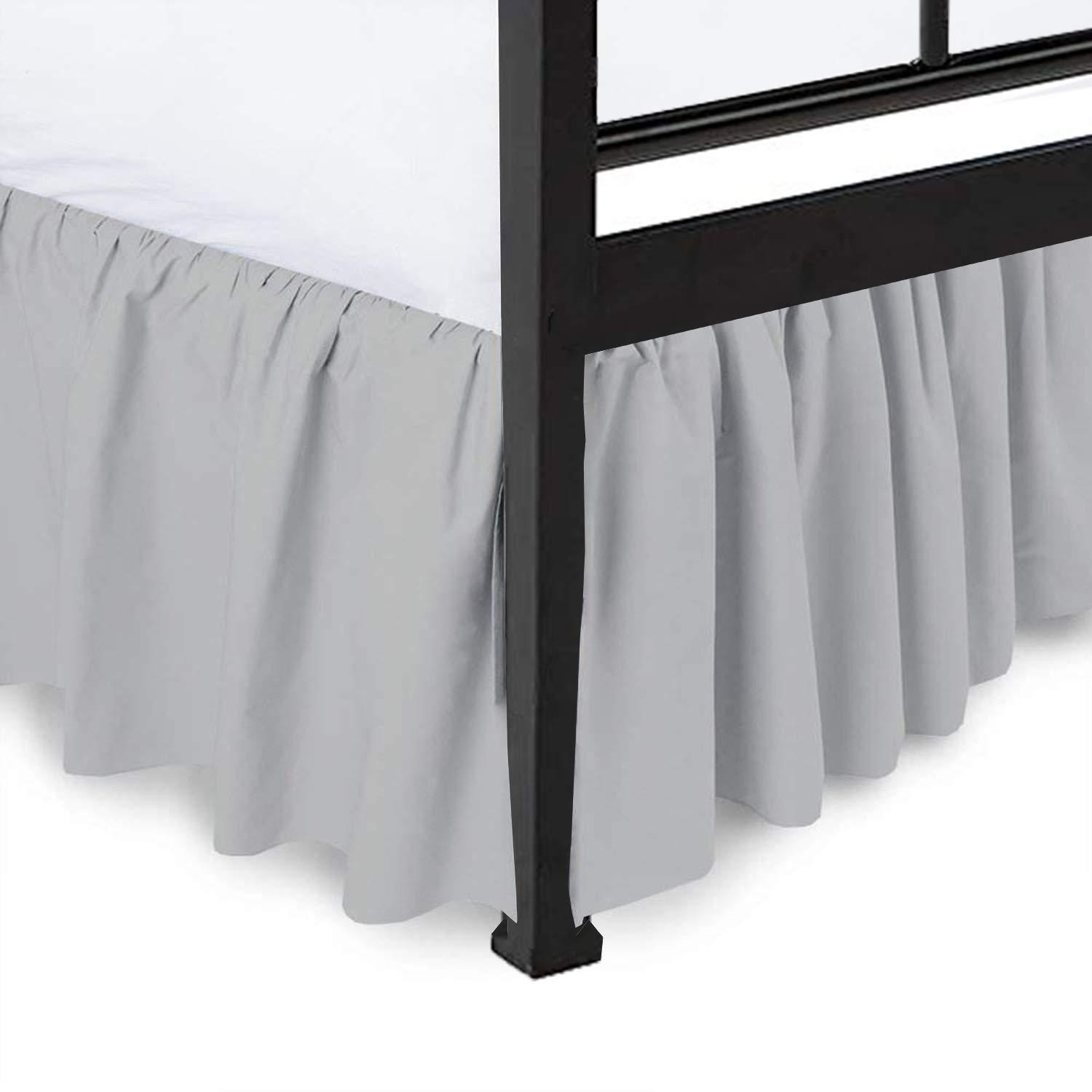 ABP Collection Ruffled Bed Skirt with Split Corner, Three Sided Coverage with Platform, Easy Fit 100% Pure Cotton 800 Thread Count Bed Skirt, Silver Grey Full Size Beds 21 Inches Drop Bedskirt