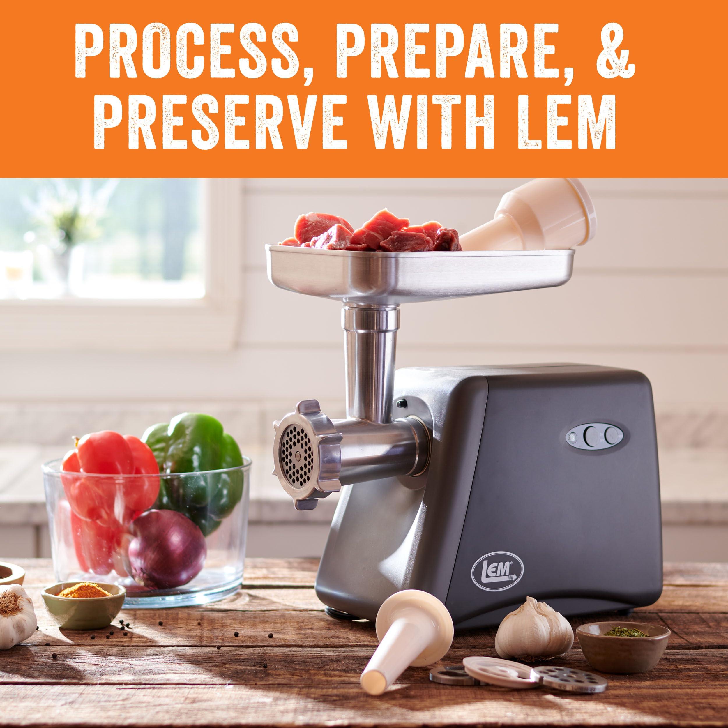 LEM LEM Products #8 Countertop Meat Grinder, 575 Watt Aluminum Electric Meat Grinder Machine, Ideal for Occasional Use,Silver
