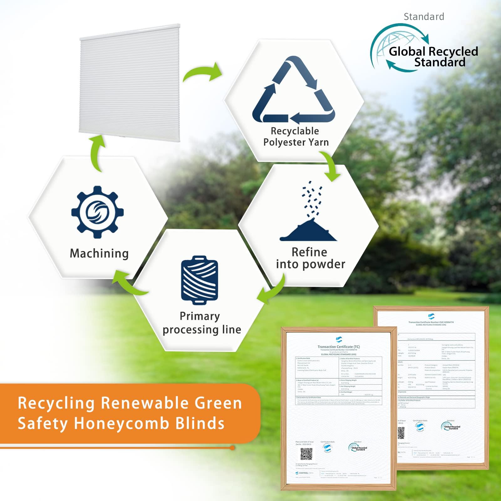 Persilux Persilux Custom Size Cellular Cordless Shades & Blinds, Accordion Light Filtering Blinds for Windows, Honeycomb Window Blinds, 1.5" Single Cell Bottom Up Window Shades for Home(21" W x 78" H, White)