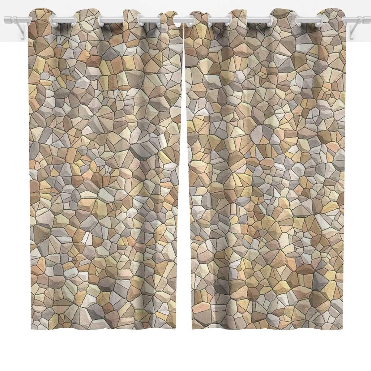 HomeLoft Basics Irregular Mosaic Black Out Curtains 2 Panels Drapes Dining Room Dark Room Decor (W) 85 X (H) 85 Inches