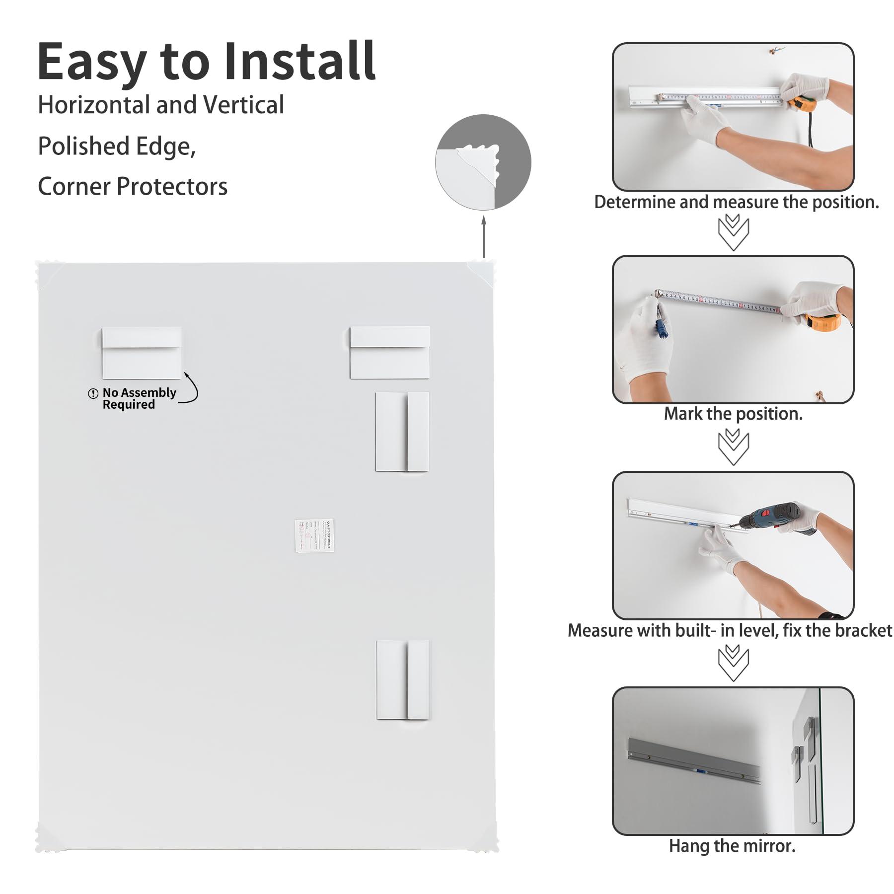 Mirrorons Mirrorons Beveled Mirror, Bathroom Mirrors for Wall 24\" x 36\", Frameless Rectangle Bathroom Mirror with Beveled Edge, Hangs Horizontally or Vertically, Upgraded Packing