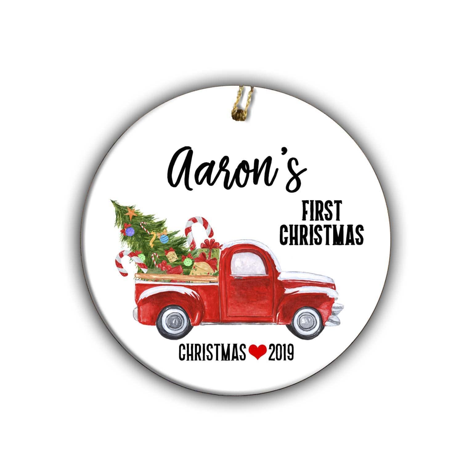 Generic Dated Christmas Red Truck Personalized Ornament