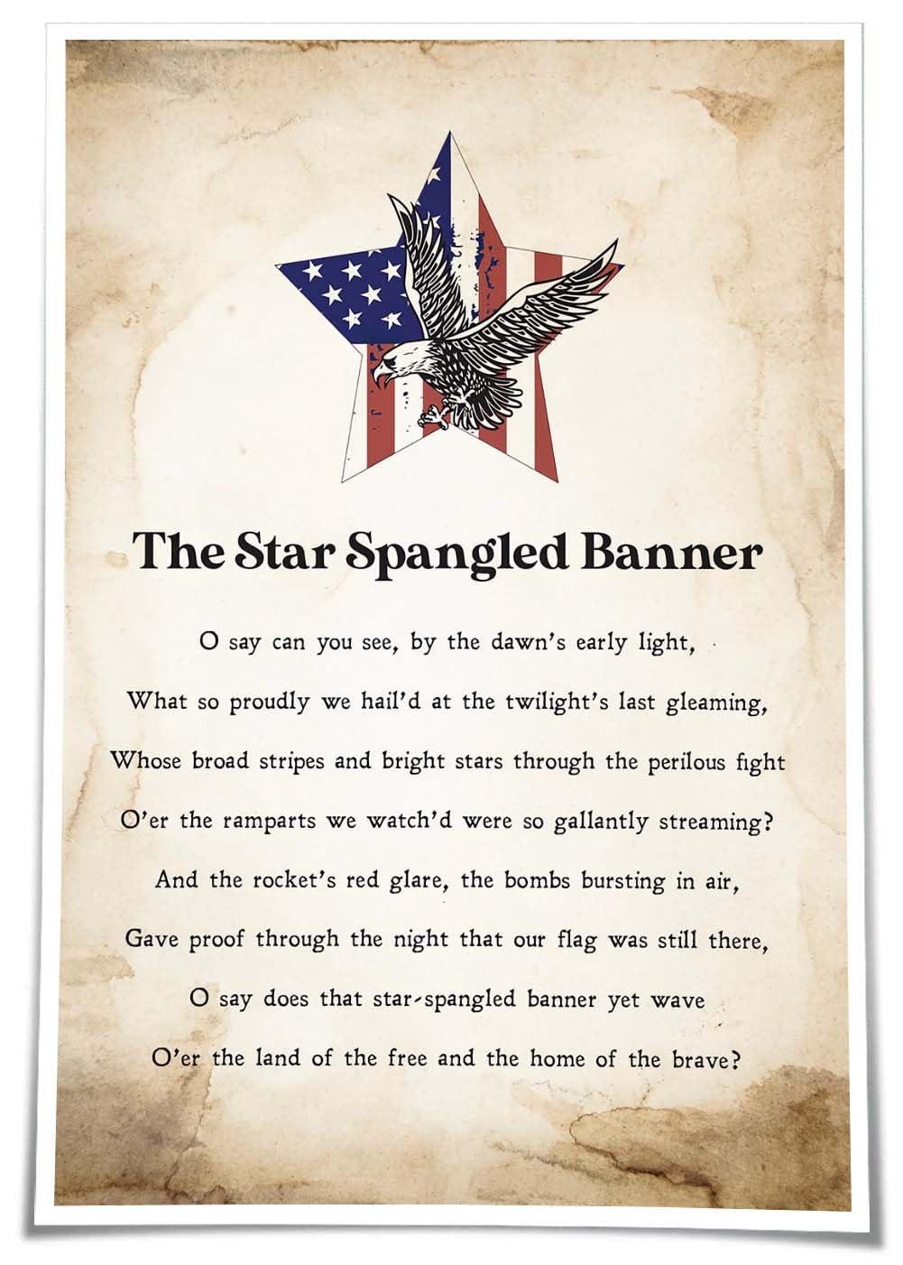 Quwinty Quwinty Star Spangled Banner Posters American National Anthem Prints Posters Wall Art Room Decorative Painting Canvas Set Modern Bedroom (12.00\'\'x18.00\'\',Unframed)