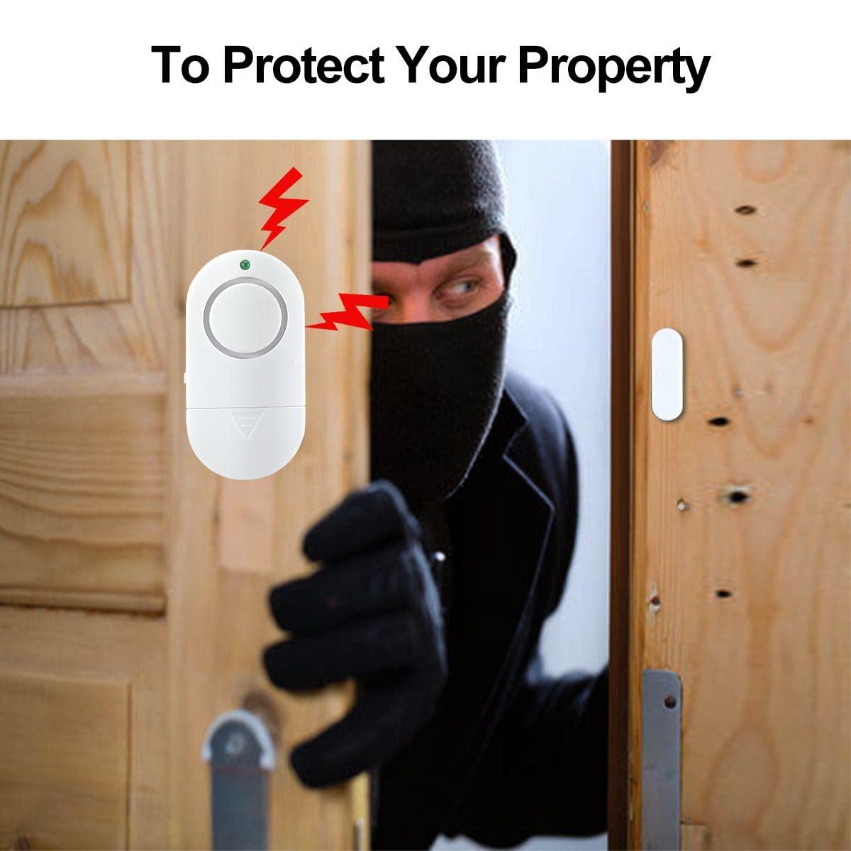 Toeeson Door Window Alarm, Toeeson 120 DB Window Chime Alarms for Home, White Door Alarms for Kids Safety