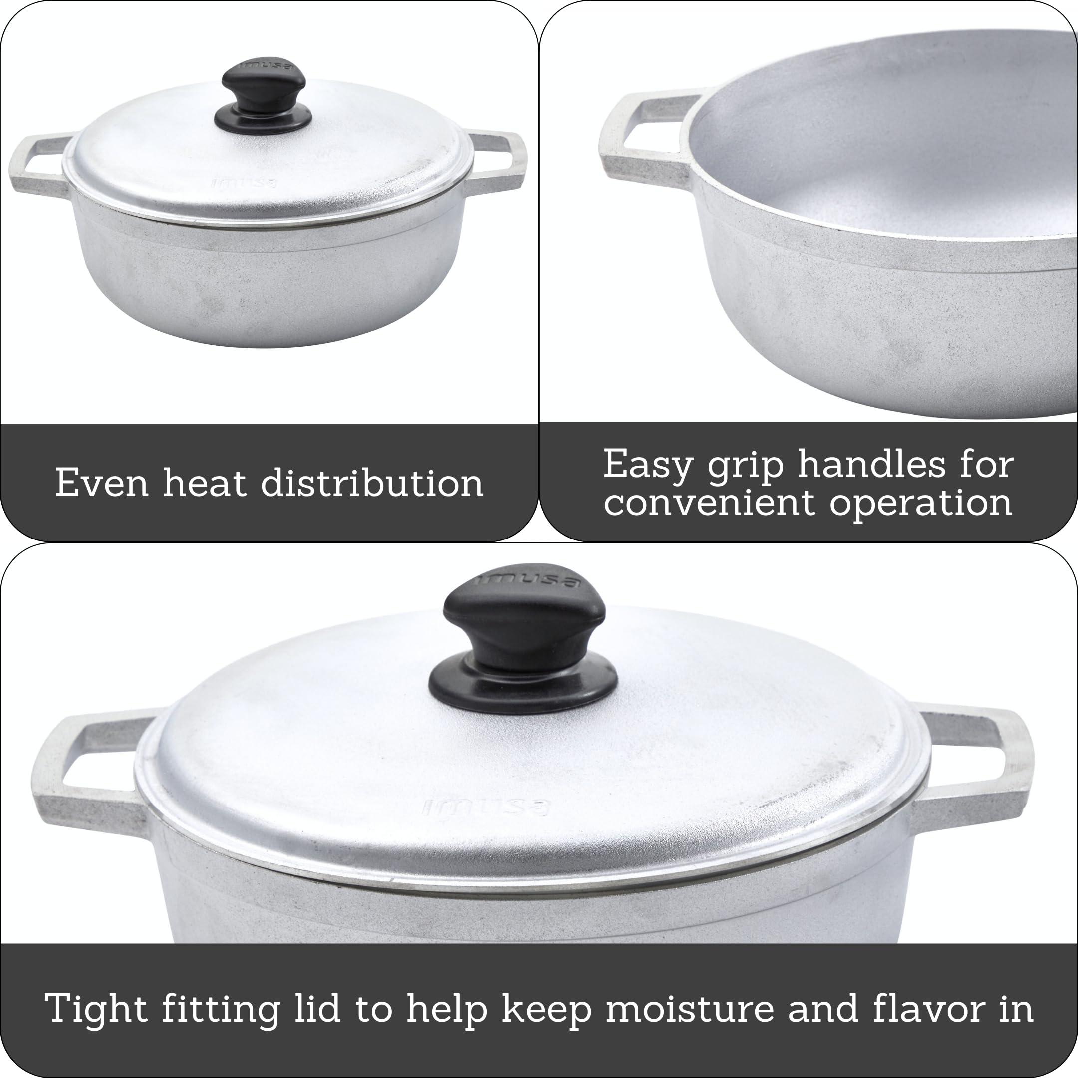 Imusa IMUSA USA Traditional Aluminum Colombian Natural Caldero Cookware, 3.7 Quart, Silver