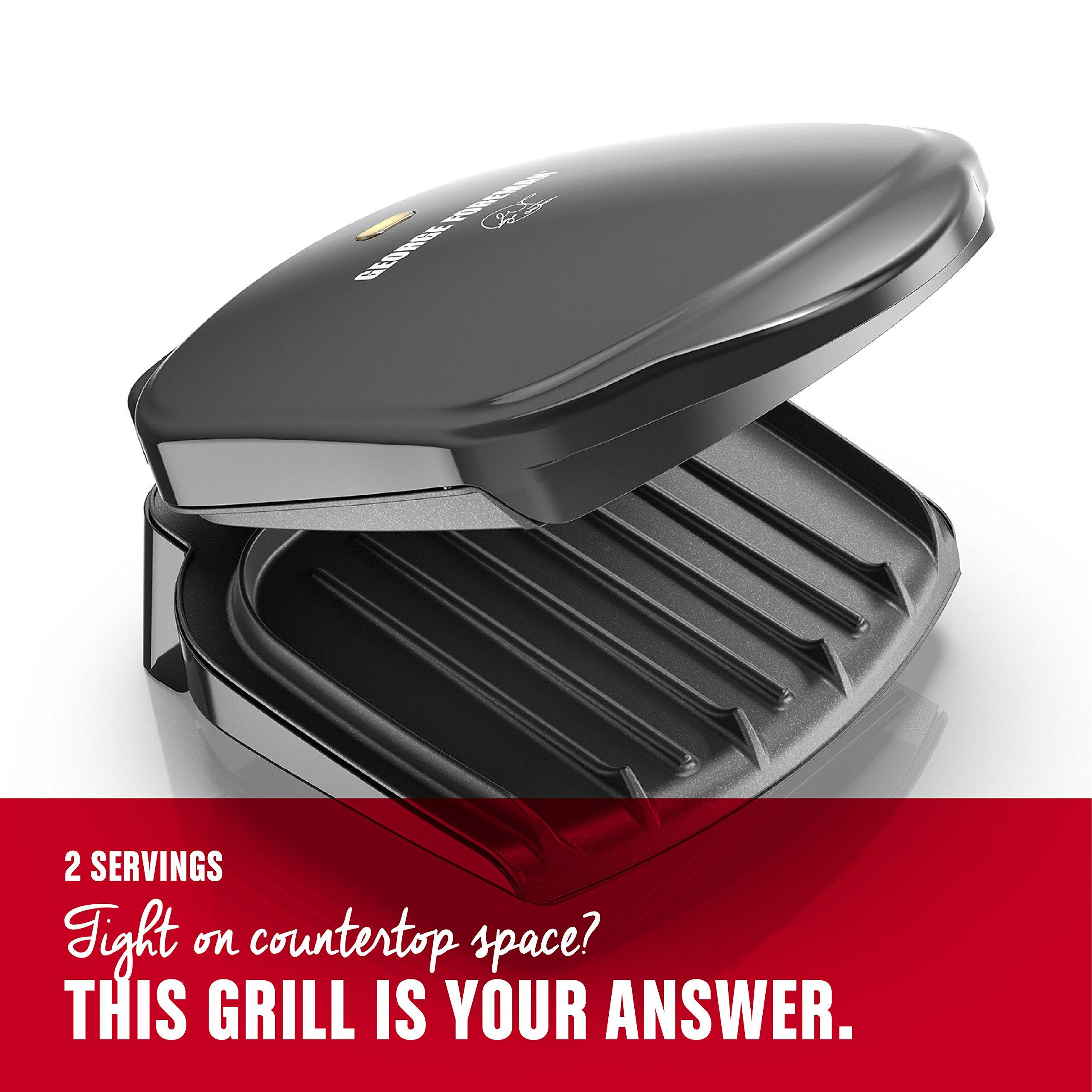 George Foreman George Foreman 2-Serving Classic Plate Electric Indoor Grill and Panini Press, Black, GR10B