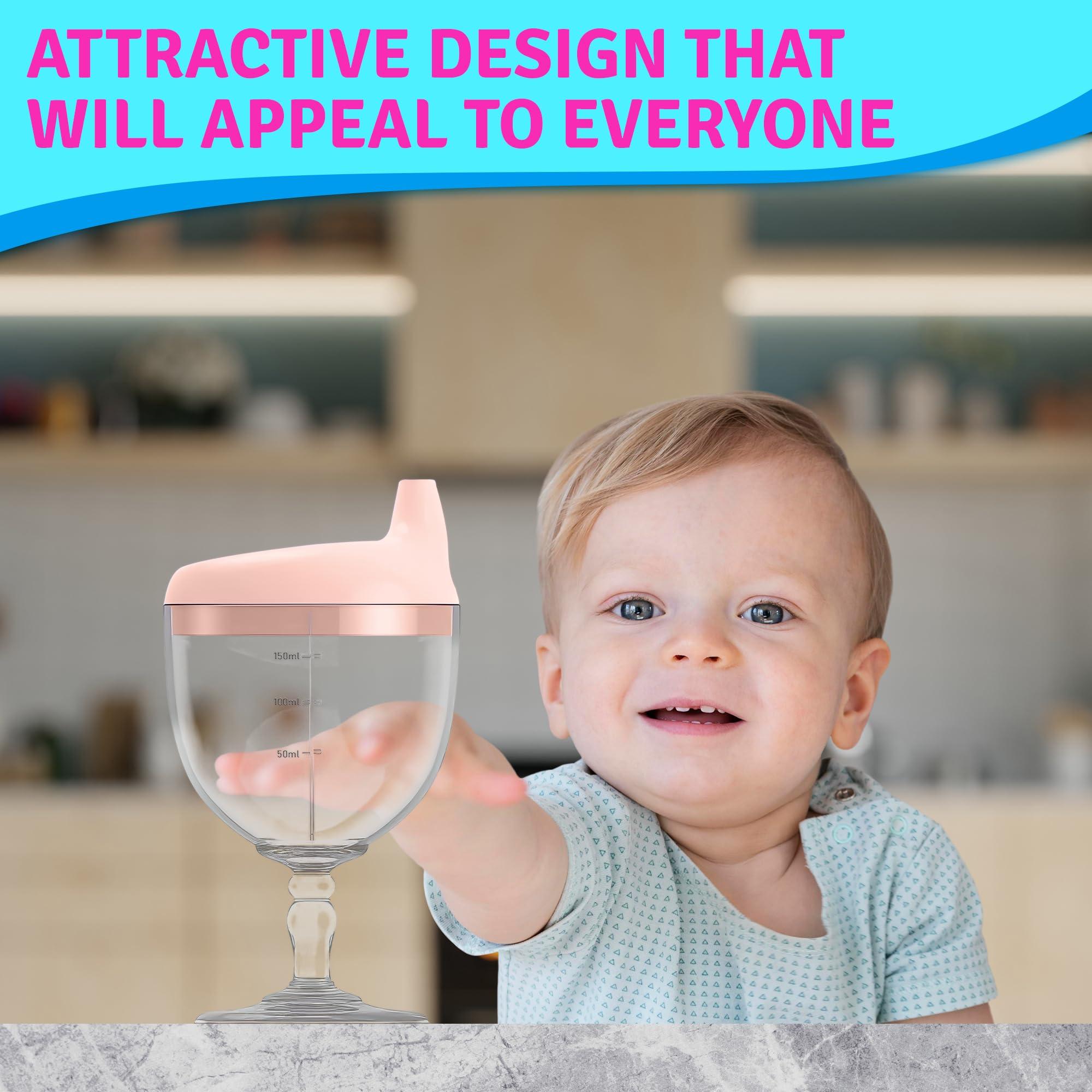 VIKROM Plastic Goblet Sippy Cup Wine Glass - 5oz Wine Glass Sippy Cup - No Spill Sippy Wine Glass with Lid Anti Spill Mug With Lid for Holiday Birthday Party Spill Resistant Wine Glass Champagne Sippy Cup