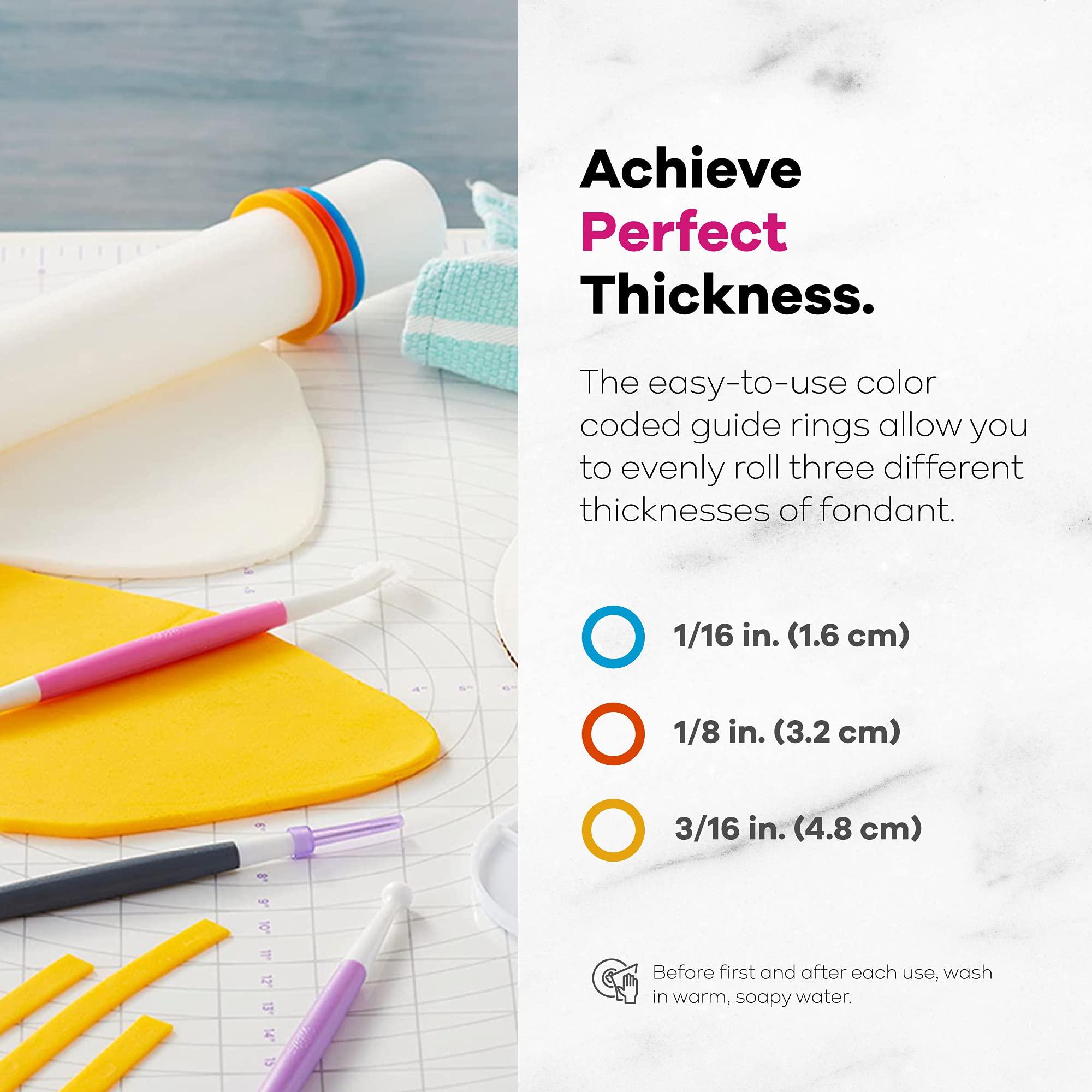 Wilton Wilton Large Fondant Rolling Pin with Guide Rings - Fondant Roller Ideal for Rolling Large Amounts of Fondant on Tiered Cakes, 20-Inch