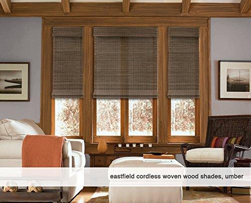 Windowsandgarden Cordless Woven Wood Roman Shades, 59W x 36H, Bayhead Grey, Sizes 20-72 Wide and 24-72 High