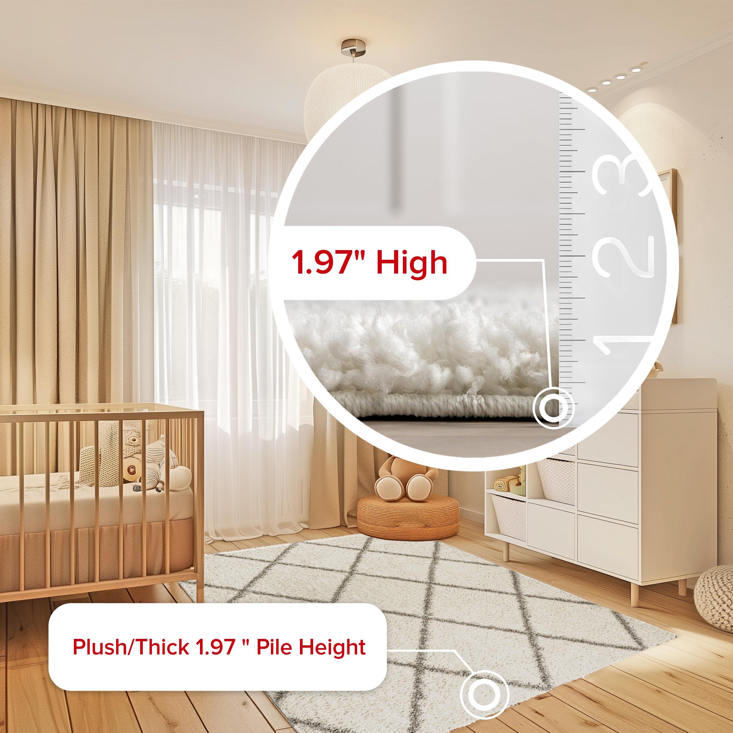 nuLOOM nuLOOM Tess Moroccan Shag Area Rug - 2x6 Runner Shag Rug Modern/Contemporary White/Grey Rugs for Living Room Bedroom Dining Room Nursery Entryway Hallway