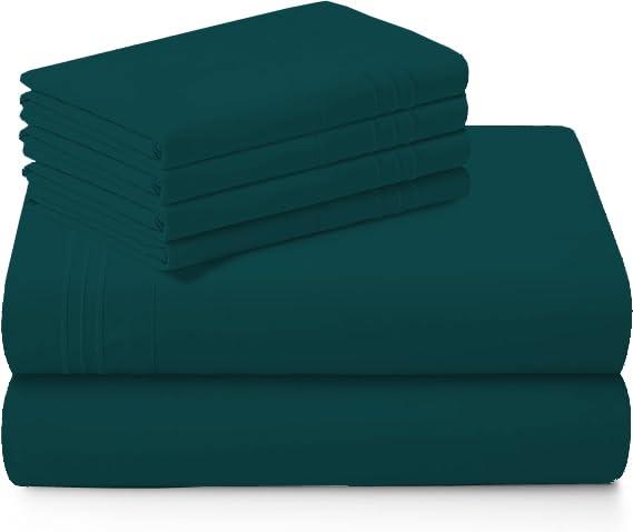 RECCI RECCI 4 Piece Sheet Set 100% Egyptian Cotton 1000 Thread Count Extra Super Soft Sateen Weave Bed Sheets 16\" Inch Deep Pocket, California King Size - Teal Solid