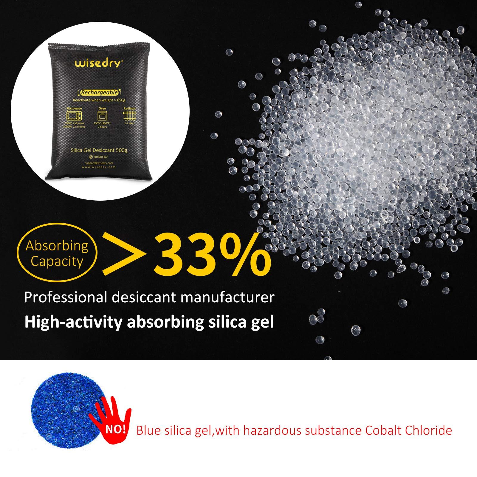 wisedry wisedry 4 x 500 Grams [4.4 lbs] Rechargeable Silica Gel Car Dehumidifier, Microwave Fast Reactivated Desiccant Packets Large for Gun Safe Closet Basement Garage Storage Moisture Absorber Bag Reusable