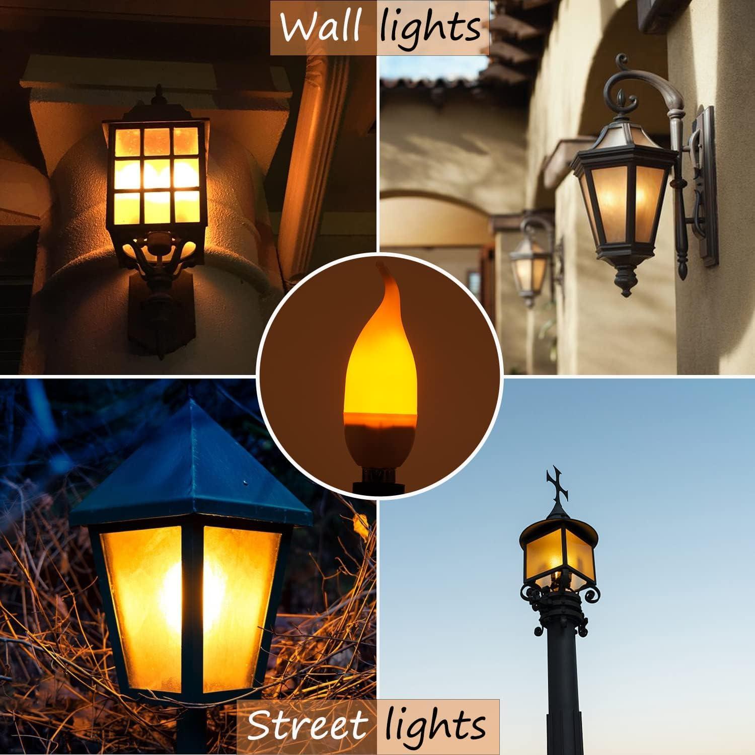 OHLGT OHLGT E12 Flame Bulbs 12 Pack, 3 Mode LED Candelabra Flame Light Bulb 2.0 Watt Warm White Chandelier Flame Bulbs,1800k Candle Light Bulbs, Flame Tip for Christmas Party Decorations