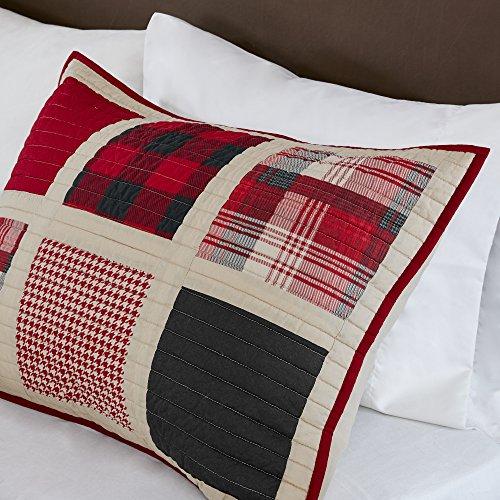 Woolrich Woolrich Reversible Quilt Cabin Lifestyle Design - All Season, Breathable Coverlet Bedspread Bedding Set, Matching Shams, Oversized Full/Queen, Huntington Plaid Red, 3 Piece