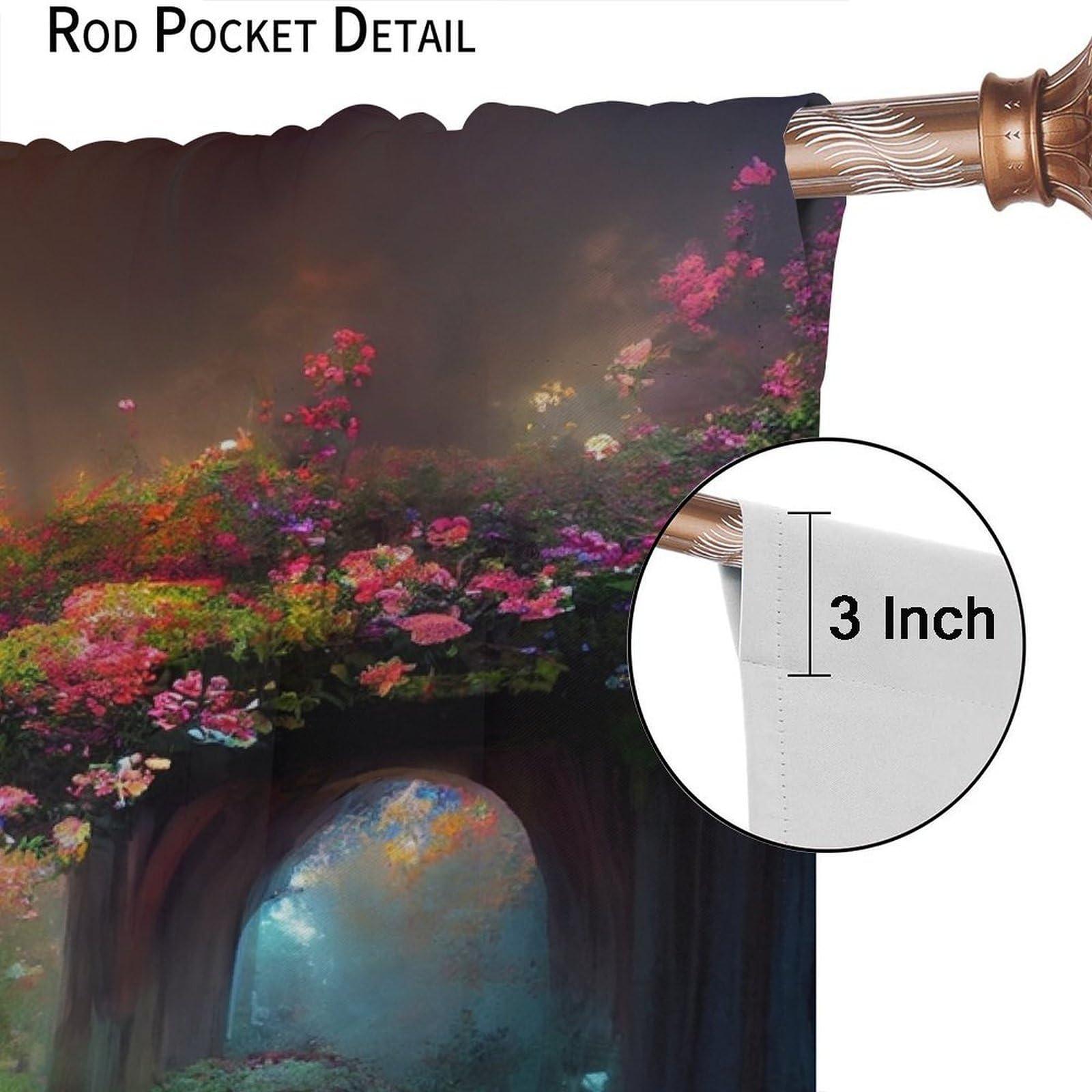 DDCBNS DDCBNS Magical Garden Windows Curtains,Fantasy Forest Window Treatments for Bedroom Living Room Dreamland Nature Landscape Flowers Trees Drapes 2 Panels Set,Total Size 84 x 84 Inch