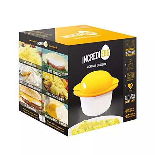 IncrediEgg Microwave Egg Cooker Poacher Scramble Omelet Eggwich Maker with Silicone Handles Yolk Separator and Shell Cracker