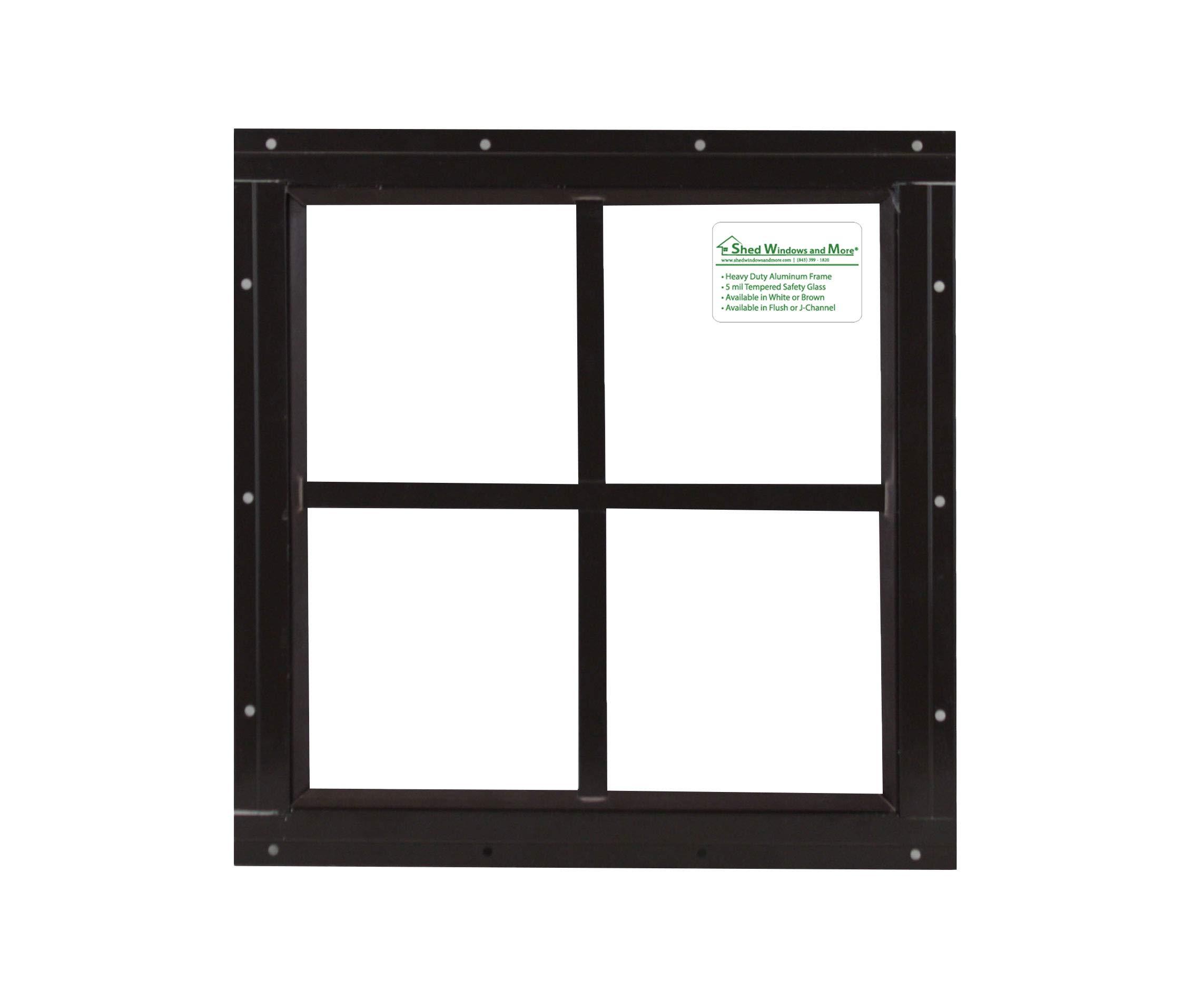 Shed Windows and More Shed Windows and More, Shed Window Square 12\" x 12\" Brown Flush Mount with Safety Glass