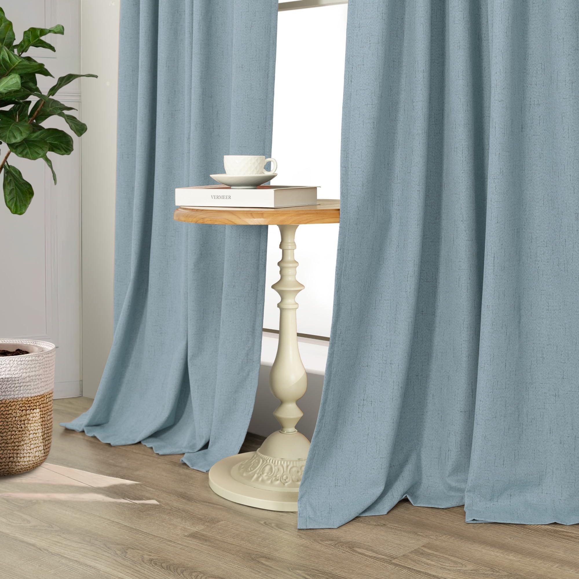 Pitalk Dusty Blue Curtains for Nursery Girls Boy Bedroom 72 Inch Length 2 Panels Complete Blackout Room Darkening Black Out Shades Insulated Thermal Light Blue Grey Curtains for Winter Summer Heat Blocking