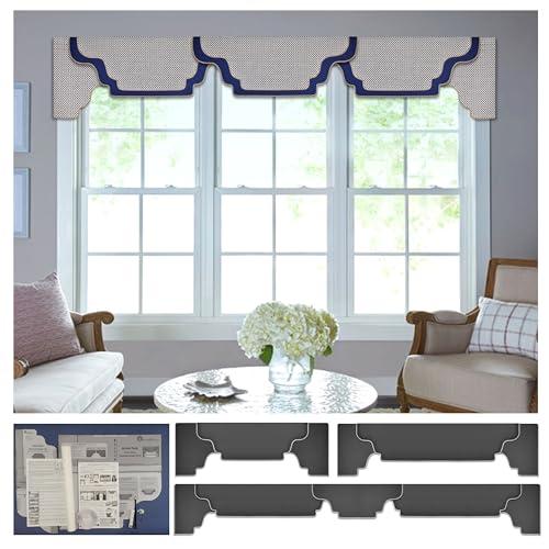 Traceable Designer Traceable Designer Arched Cornice Valance, Patented Sewing Alternative; Kit; Make No-Sew Curtains for Bedroom, Living Room,Use Over Shades or Drapes; Lined; Rod Pocket