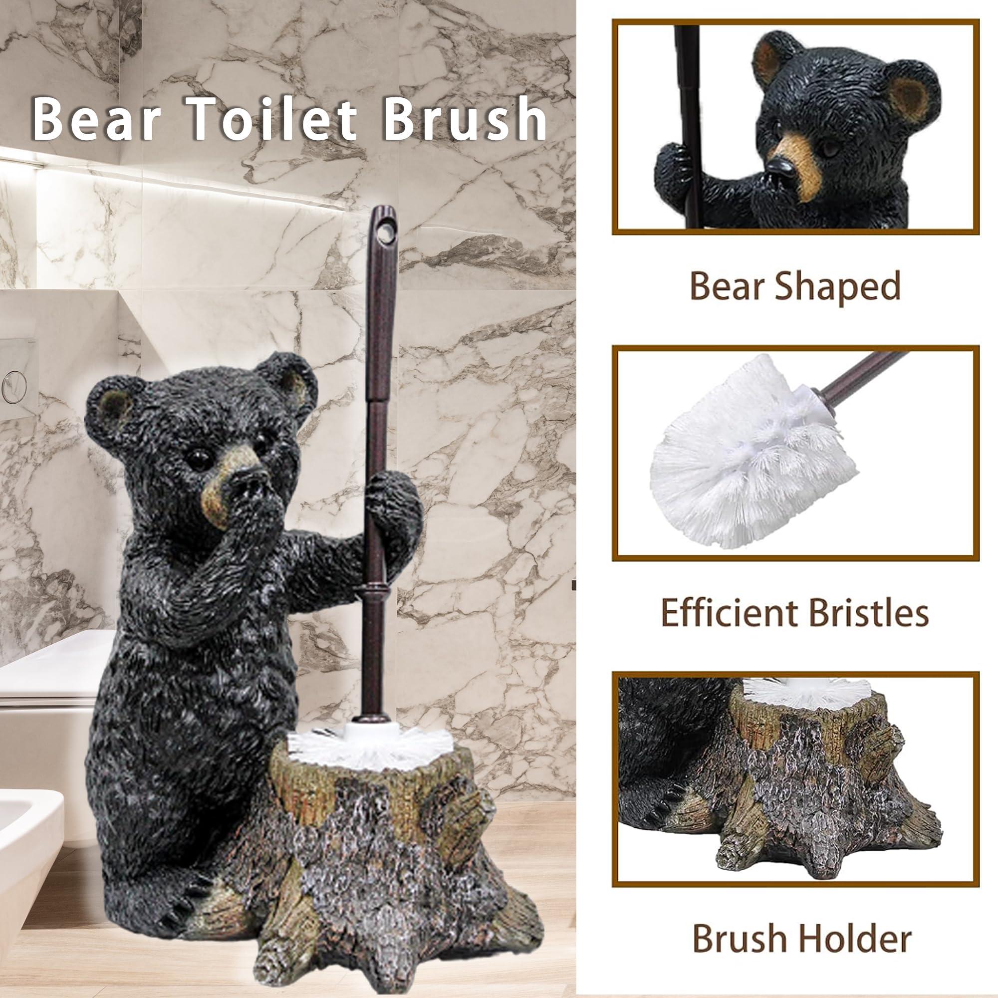 ZQQLITE Toilet Brush Holder Set for Bathroom Super Cute Bear Base Solidly Toilet Bowl Brush and Holder Flexible and Durable Style Stylish Toilet Cleaner Brush Saving Storage Space Toilet Brushes for Bathroom