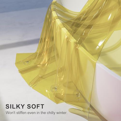 AmazerBath AmazerBath Shower Curtain Liner, 100% EVA Clear Yellow Heavy Duty Shower Curtain and Liner 2-in-1, 72x72 Luxury Plastic Weighted Bathroom Shower Liner, 12 Rustproof Grommets & 3 Heavyweight Stones