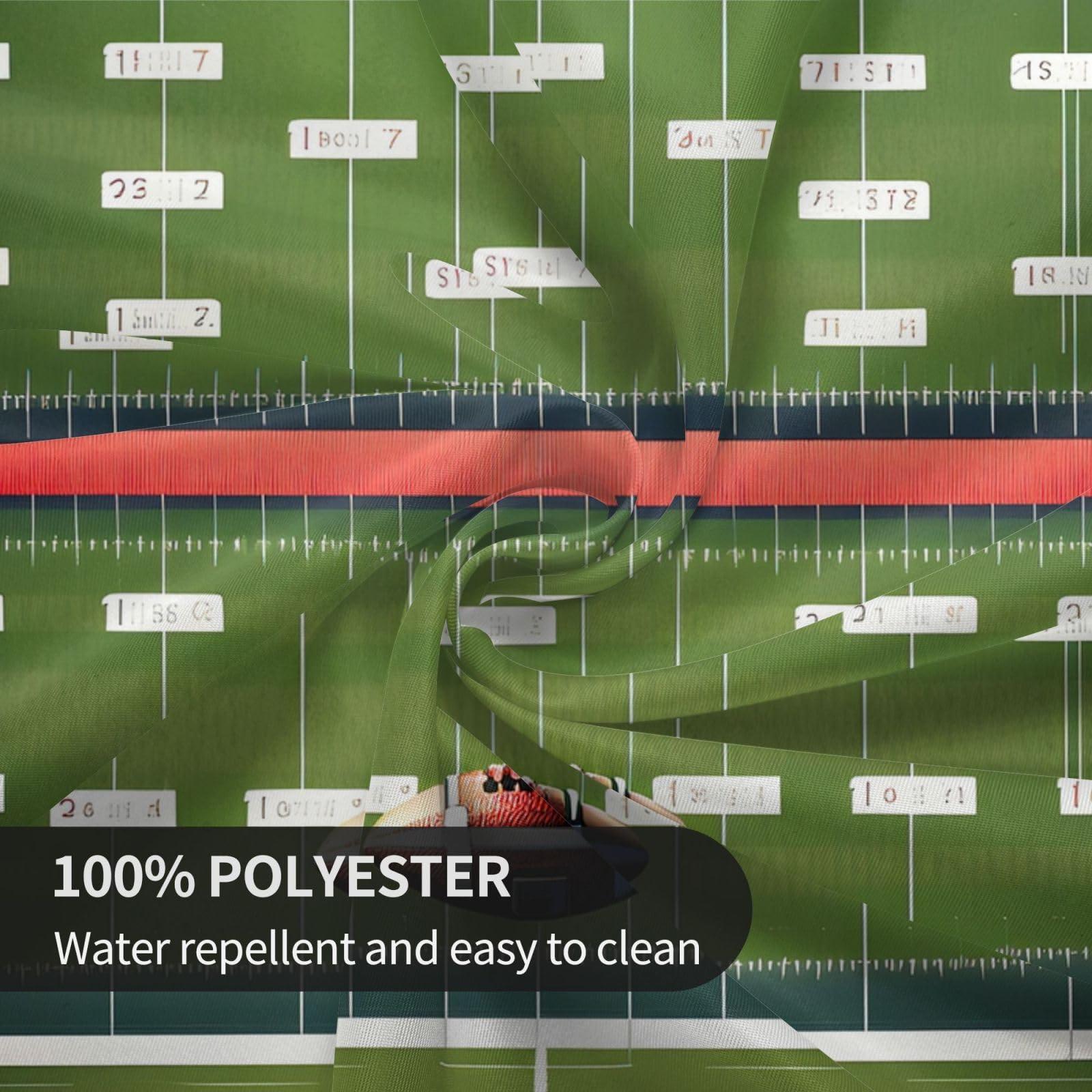 FRESQA American Football Field and Ball Round Tablecloth - 60 Inch Polyester Table Cloth Decorative Fabric Table Cover for Dining Table