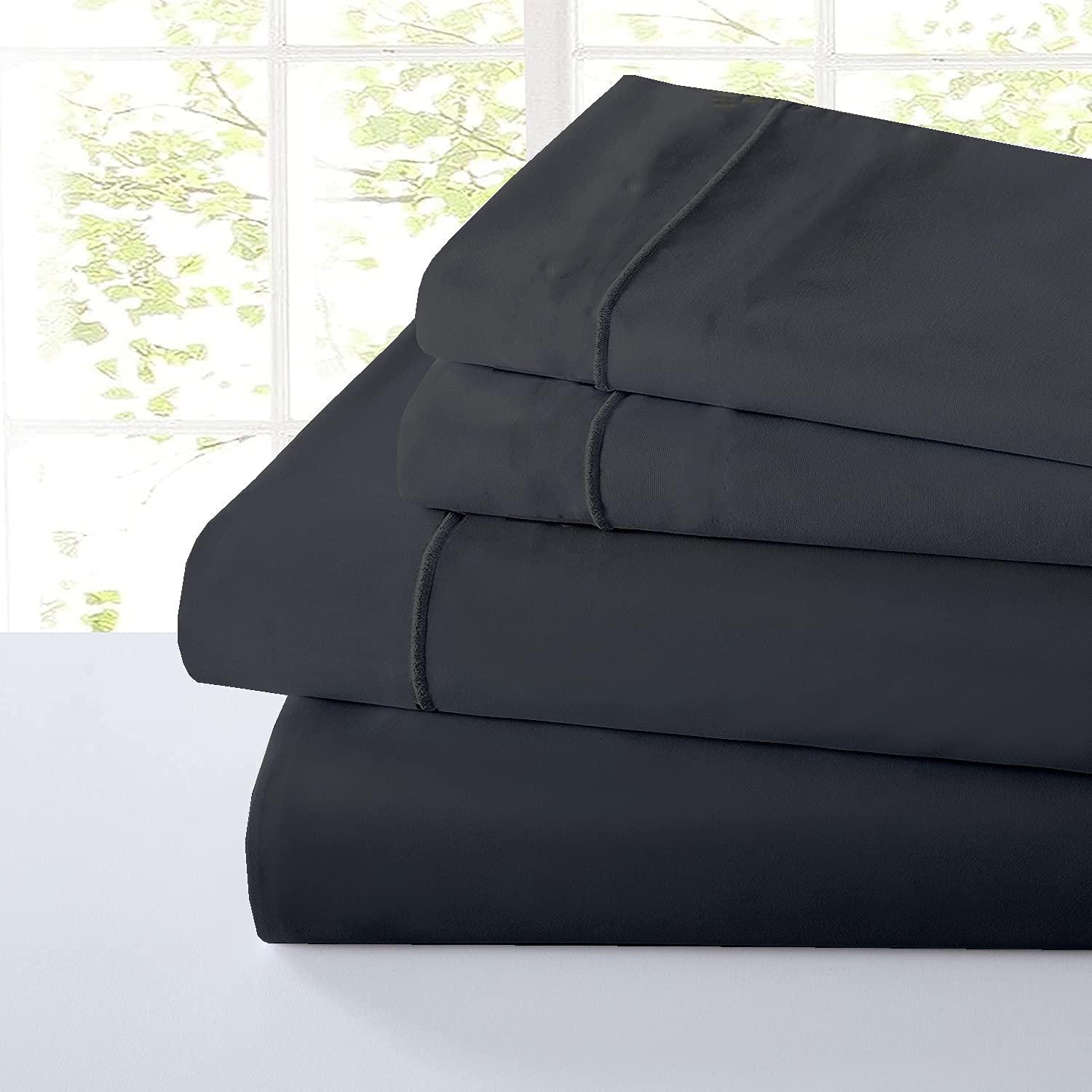 Shreem Linen Short Queen Sheets, RV Sheets Set for Campers, Deep Pockets Fitted RV Bunk Sheets, 4-Piece 1800 Microfiber Bed Sheet Set, Cool & Breathable, RV Queen Sheets (Light Blue, Short Queen)