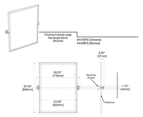Gatco Gatco 4419FS Cafe Framed Rectangle Mirror, 32.5 H x 28.25 W | Wall Mounted Pivoting Beveled Bathroom Vanity Mirror with Chrome Frame and Brackets