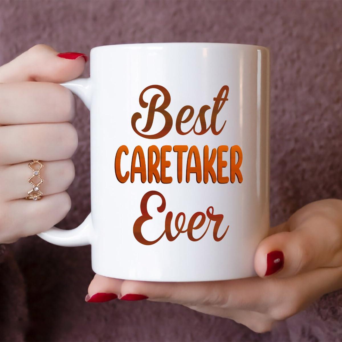 MONIZILUCKY MONIZILUCKY Gifts For Caretaker - Best Caretaker Ever Mug - Caretaker Gifts - 11oz White Ceramic Mug for Office, Women, Men, Work Friends, Coworkers - Thanksgiving, Birthday, Christmas Gift