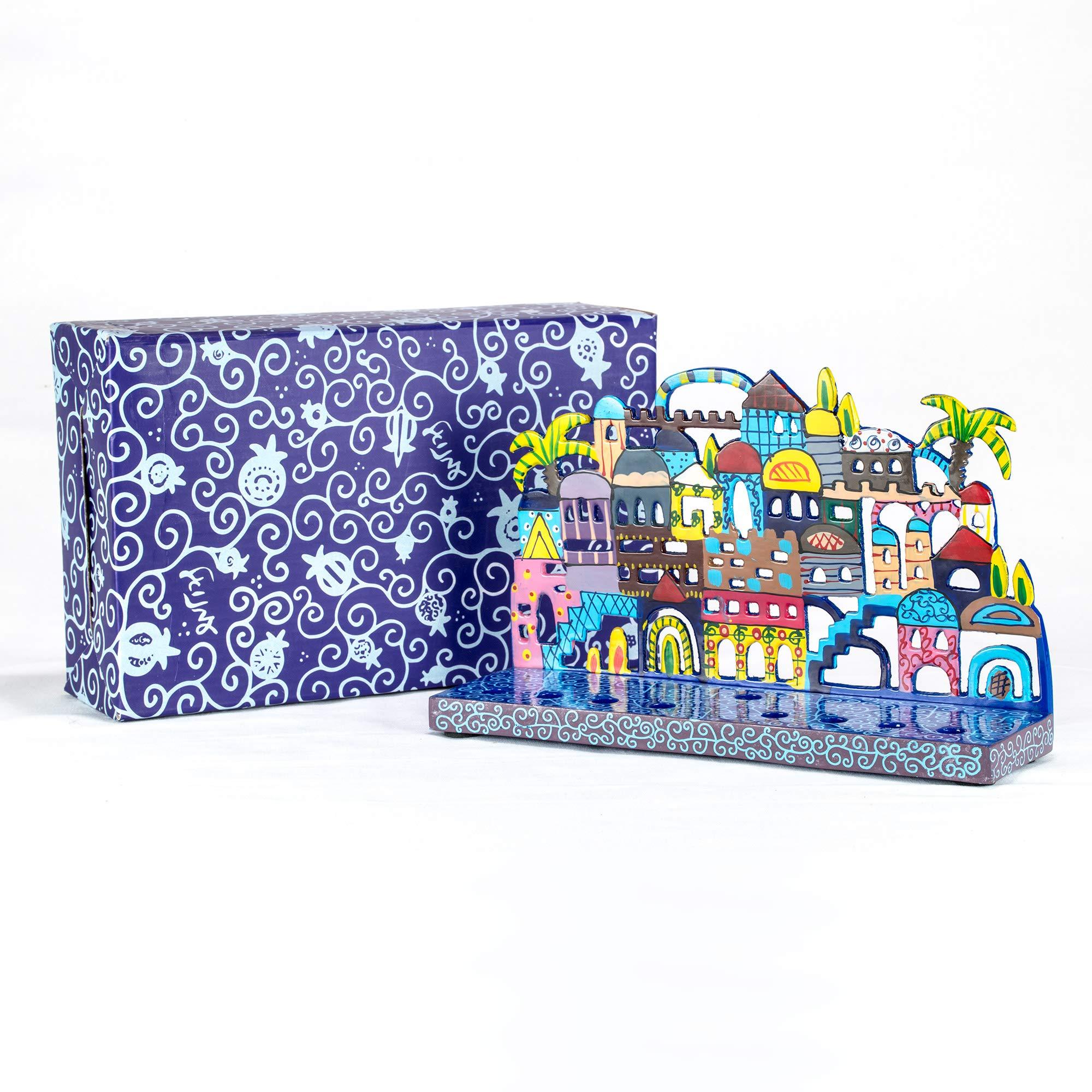 Yair Emanuel Jerusalem Laser Cut Metal Hanukkah Menorah by Yair Emanuel