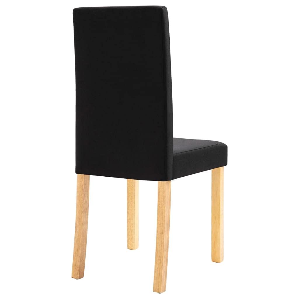 vidaXL vidaXL Dining Chairs 2 Pcs - Black Fabric Accent Side Chair with Solid Wood Legs - Ergonomic Upholstered Seating - Kitchen/Dining Room Furniture - 16.5"x20.1"x37.4"