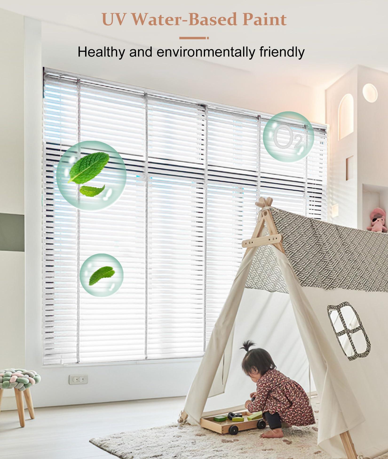 errzom Pull Down Wood Blinds for Interior Windows, Light Filtering Plantation Shutters for Windows Inside, Blackout Wooden Blinds for Windows Inside Mount, 2 Inch Custom Blinds,White,72'' W x 73'' H