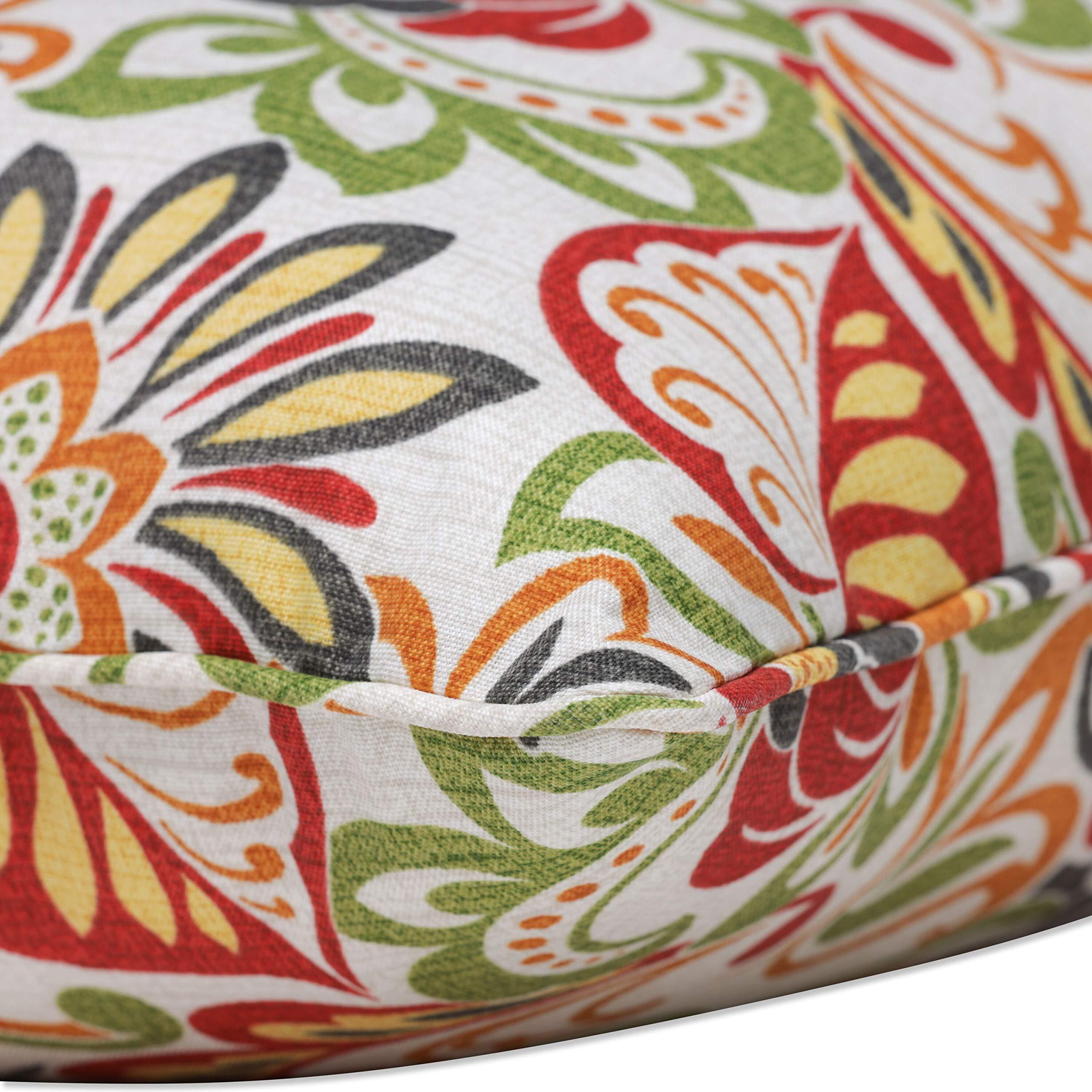 Pillow Perfect Pillow Perfect Bright Floral Indoor/Outdoor Accent Throw Pillow Plush Fill, Weather, and Fade Resistant, Large - 18.5\" x 18.5\", Green/Red Zoe 2 Count