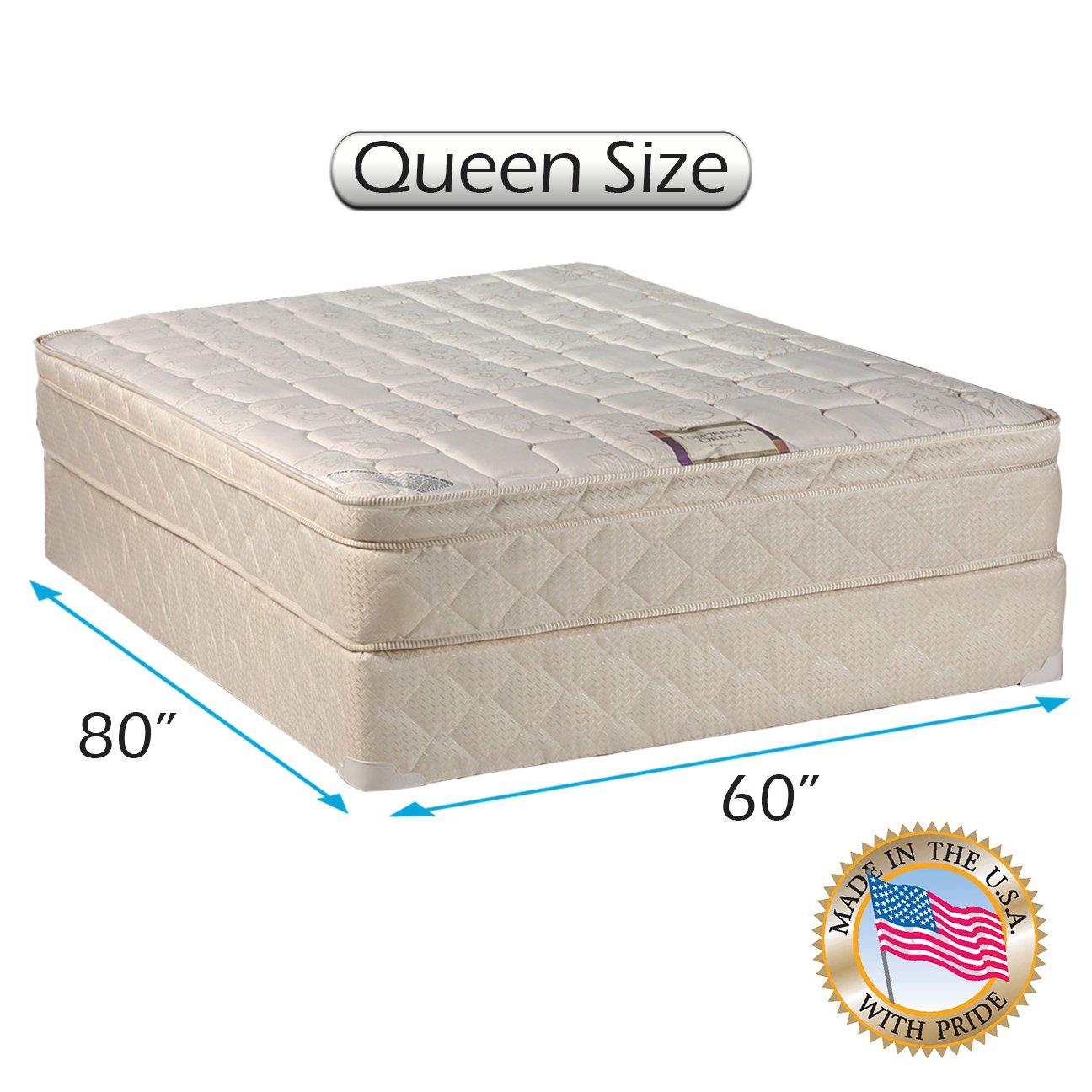 Dream Solutions Dreamy Collection Medium Firm Eurotop (Pillowtop) Queen 60"x80"x10" Mattress and Box Spring Set-Spinal Back Support, Premium Edge Guards, Longlasting Comfort by Dream Solutions USA