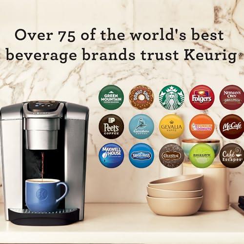 Keurig Keurig K-Elite Single Serve K-Cup Pod Coffee Maker, with Strength and Temperature Control, Iced Coffee Capability, 8 to 12oz Brew Size, Programmable, Brushed Silver