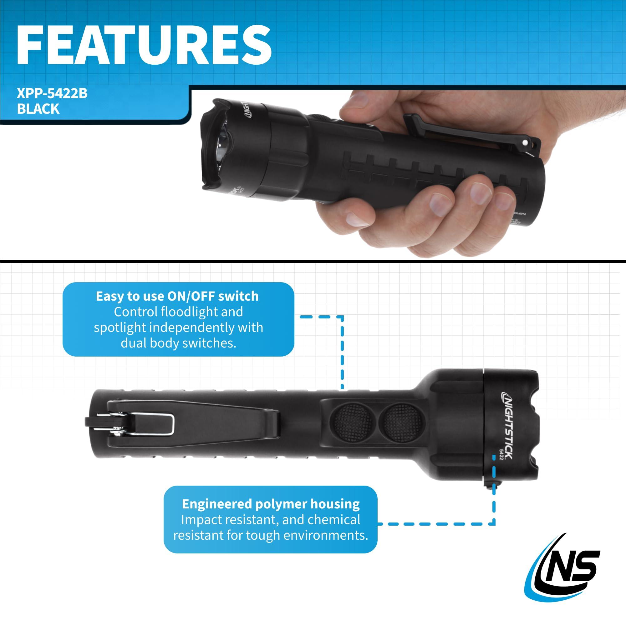Nightstick Nightstick XPP-5422B 3 AA Intrinsically Safe Permissible Dual-Light Flashlight, Black