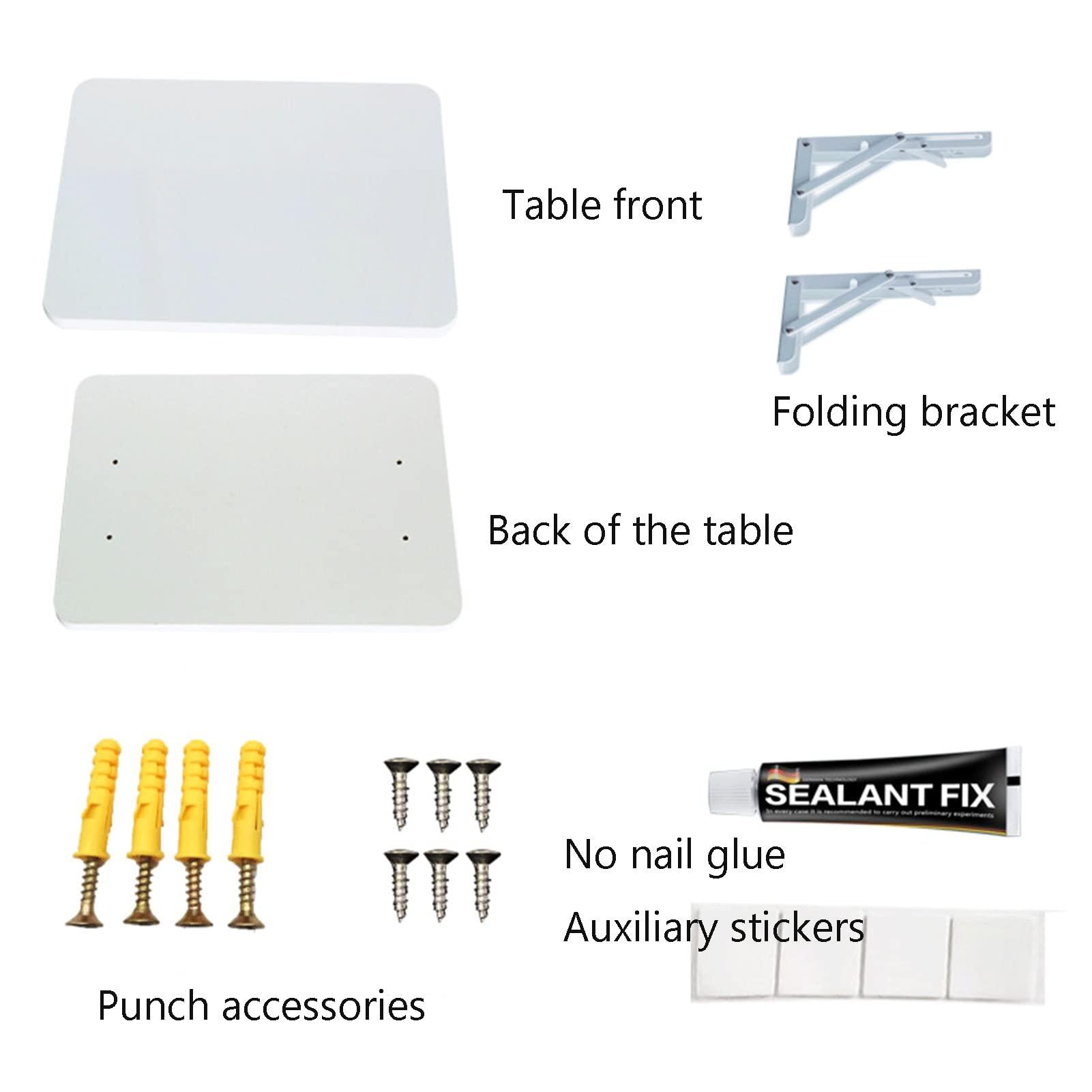 WQDY Folding Wall-Mounted Drop-Leaf Table Small Apartment Wall Mount Dining Table Perfect Addition to Garage Shed/Home Office/Home Bar (Color : White, Size : 90 * 50cm)
