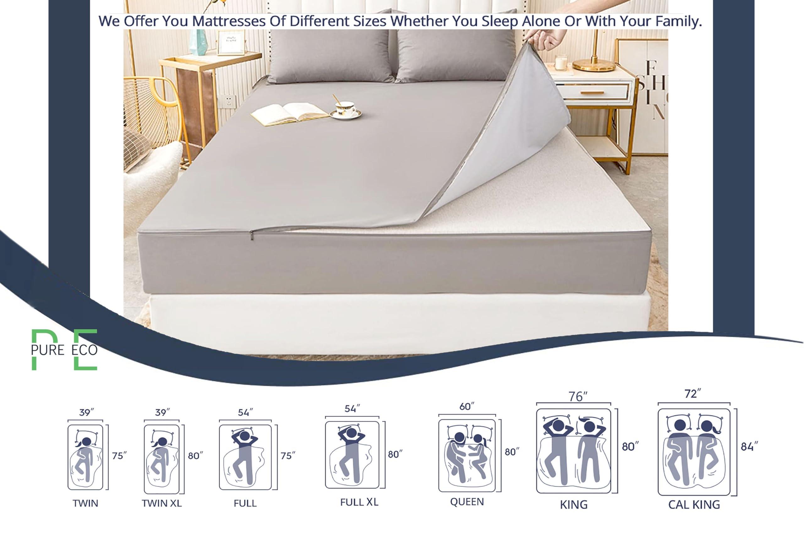 PURE ECO Zipper Fitted Sheet - includes 1 Fitted Sheet Base & 2 Zip-On Sheets - UPTO 16 in. Deep Pockets Queen Size Zipper Fitted Sheet - Easy to Change, Sateen Cotton 600 TC Fitted Sheet - Purple