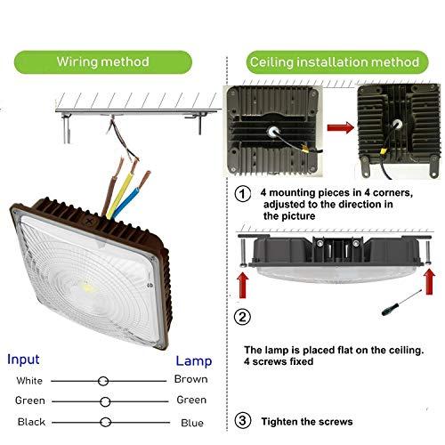 CYLED CYLED 65W LED Canopy Light Industrial Waterproof Explosion-proof Outdoor High Bay Balcony Car Park Lane Gas Station Ceiling Light Equivalent 250W HID/HPS 6500 Lm 6000K DLC qualified