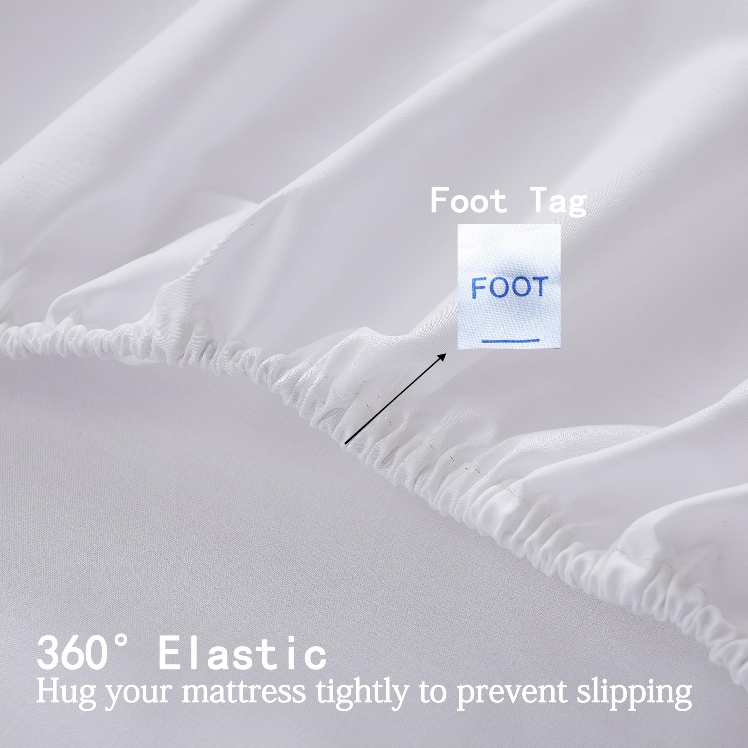 Shunjie.Home Split King/2 Pack Twin XL Egyptian Cotton Fitted Sheets 600 Thread Count 16\" Deep Pocket(Split King/2 Pack Twin XL Fitted Sheet, White)