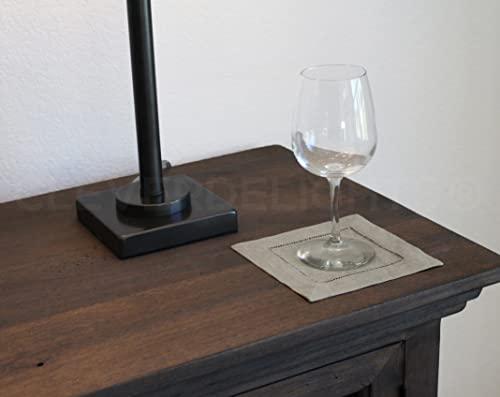 CleverDelights CleverDelights 6" Natural Linen Hemstitch Cocktail Napkins - 12 Pack - 100% Linen