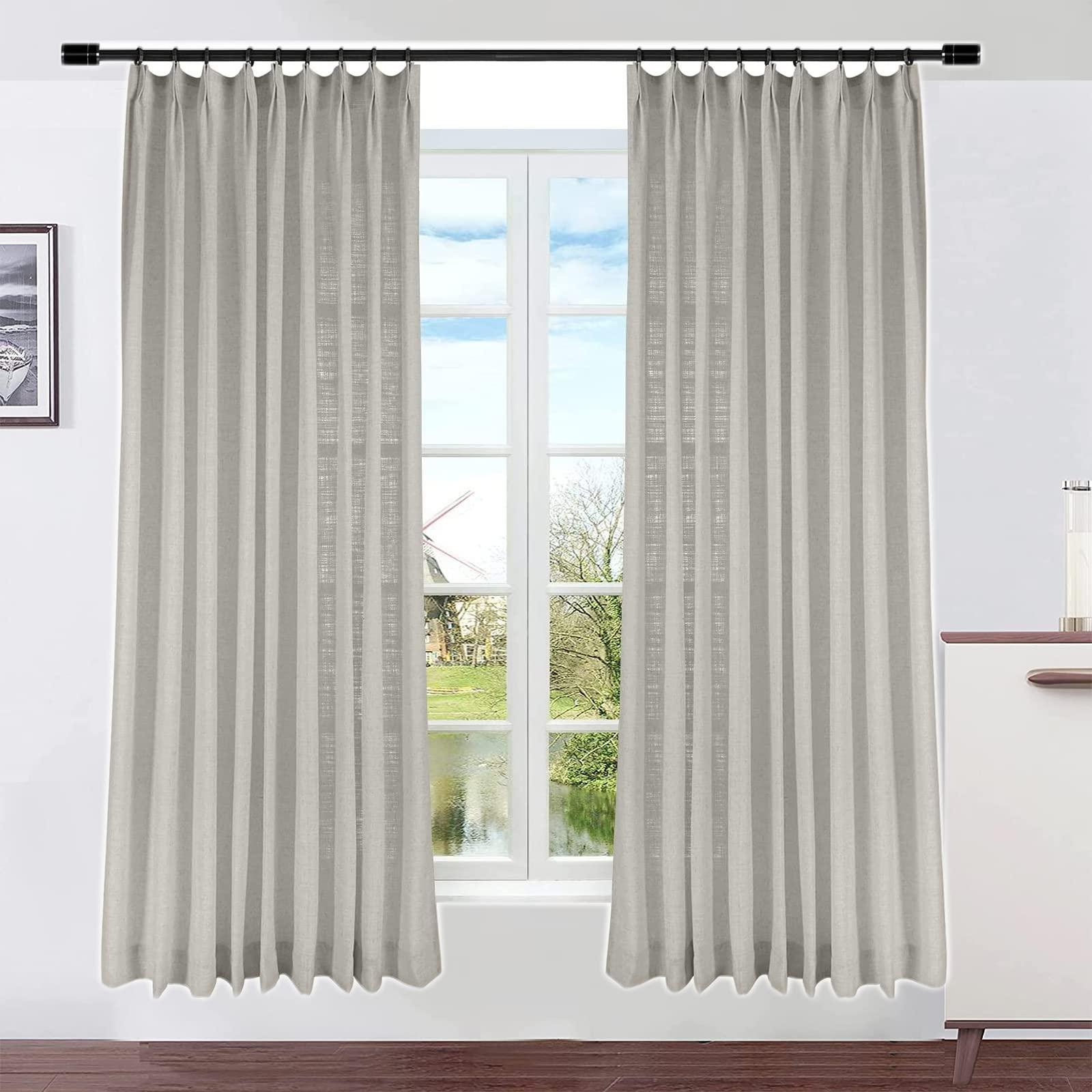 DotheDrape DotheDrape Pinch Pleat Curtain, 100 W x 84 L inch Light Filtering Linen Curtain Drape Panel for Living Room and Silding Door (1 Panel, Light Grey)