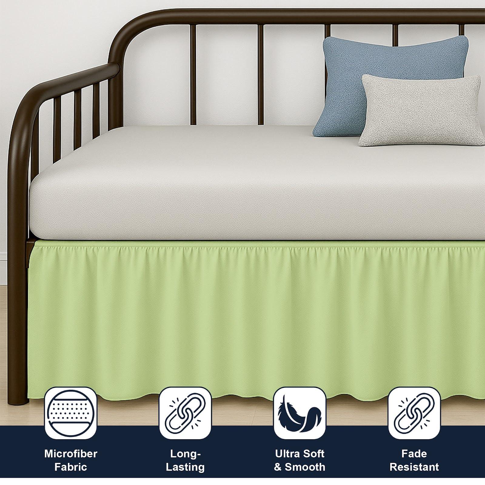 Cottington Lane Daybed Skirt with Split Corners Twin - Daybed Dust Ruffle Split Corners 18 inch Drop - Bed Skirts for Day beds - Microfiber Bed Sofa Daybed Skirt for Living Room Guest Room - Sage Daybed Skirt